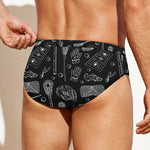 Doodle Lacrosse Pattern Print Men's Swim Briefs