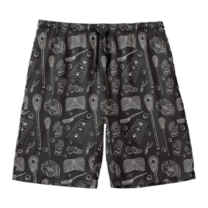 Doodle Lacrosse Pattern Print Men's Swim Trunks