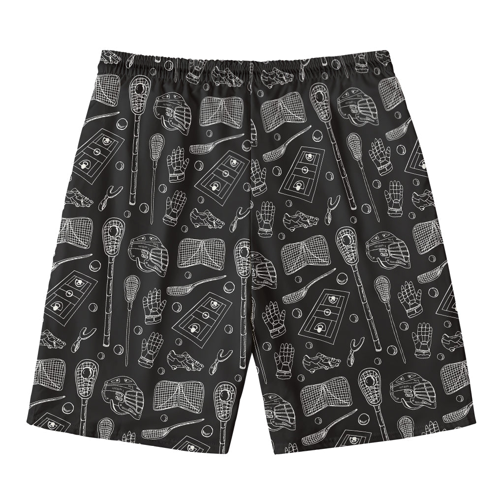 Doodle Lacrosse Pattern Print Men's Swim Trunks