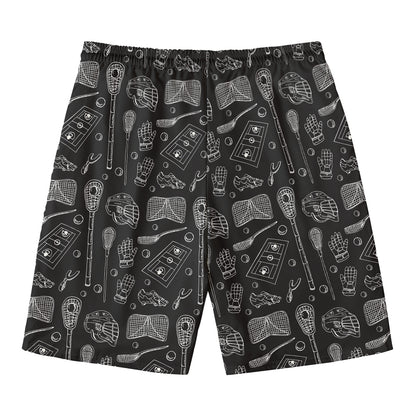 Doodle Lacrosse Pattern Print Men's Swim Trunks