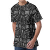 Doodle Lacrosse Pattern Print Men's Velvet T-Shirt