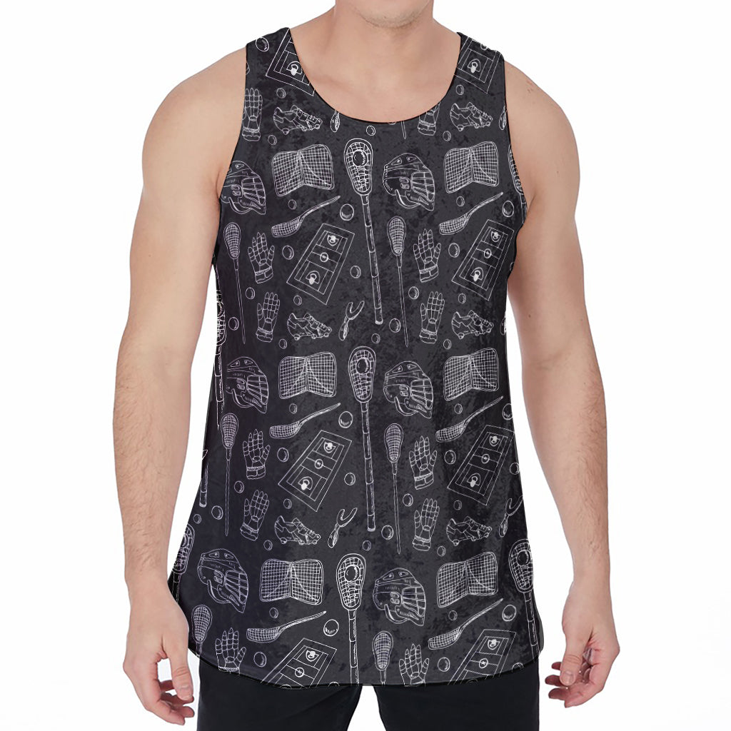 Doodle Lacrosse Pattern Print Men's Velvet Tank Top