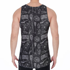 Doodle Lacrosse Pattern Print Men's Velvet Tank Top