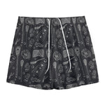 Doodle Lacrosse Pattern Print Mesh Shorts