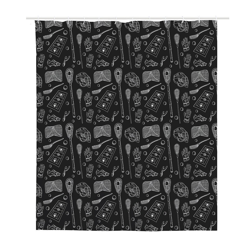 Doodle Lacrosse Pattern Print Polyester Shower Curtain