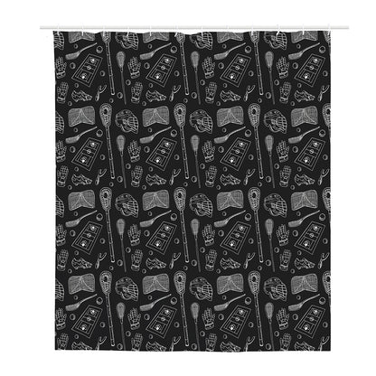 Doodle Lacrosse Pattern Print Polyester Shower Curtain