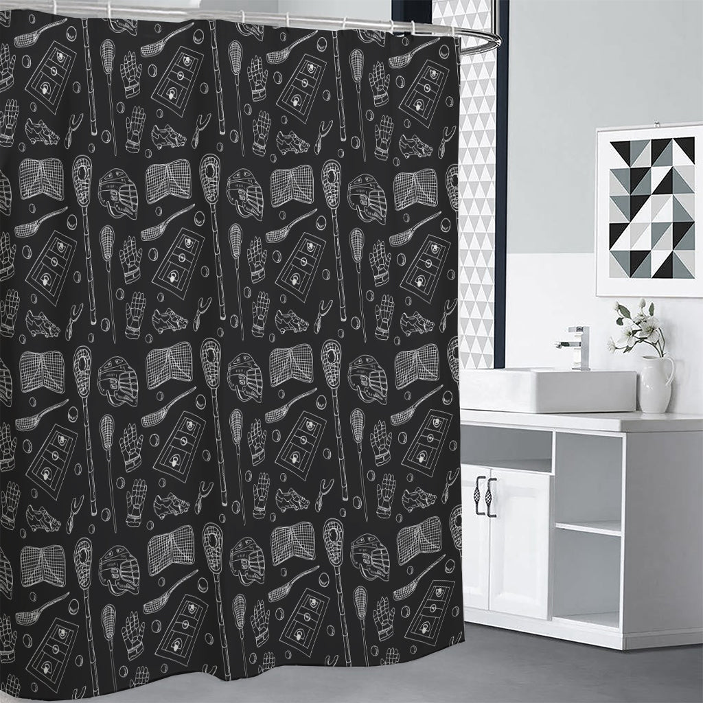 Doodle Lacrosse Pattern Print Premium Shower Curtain