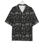 Doodle Lacrosse Pattern Print Rayon Hawaiian Shirt