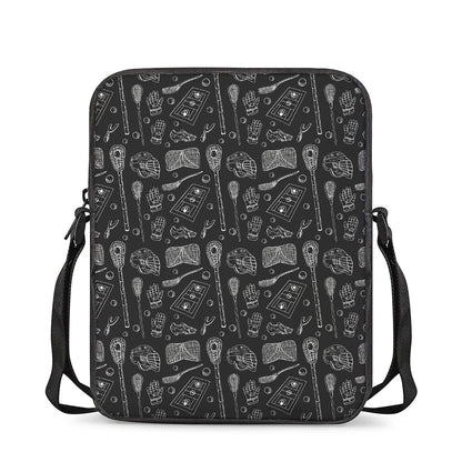 Doodle Lacrosse Pattern Print Rectangular Crossbody Bag