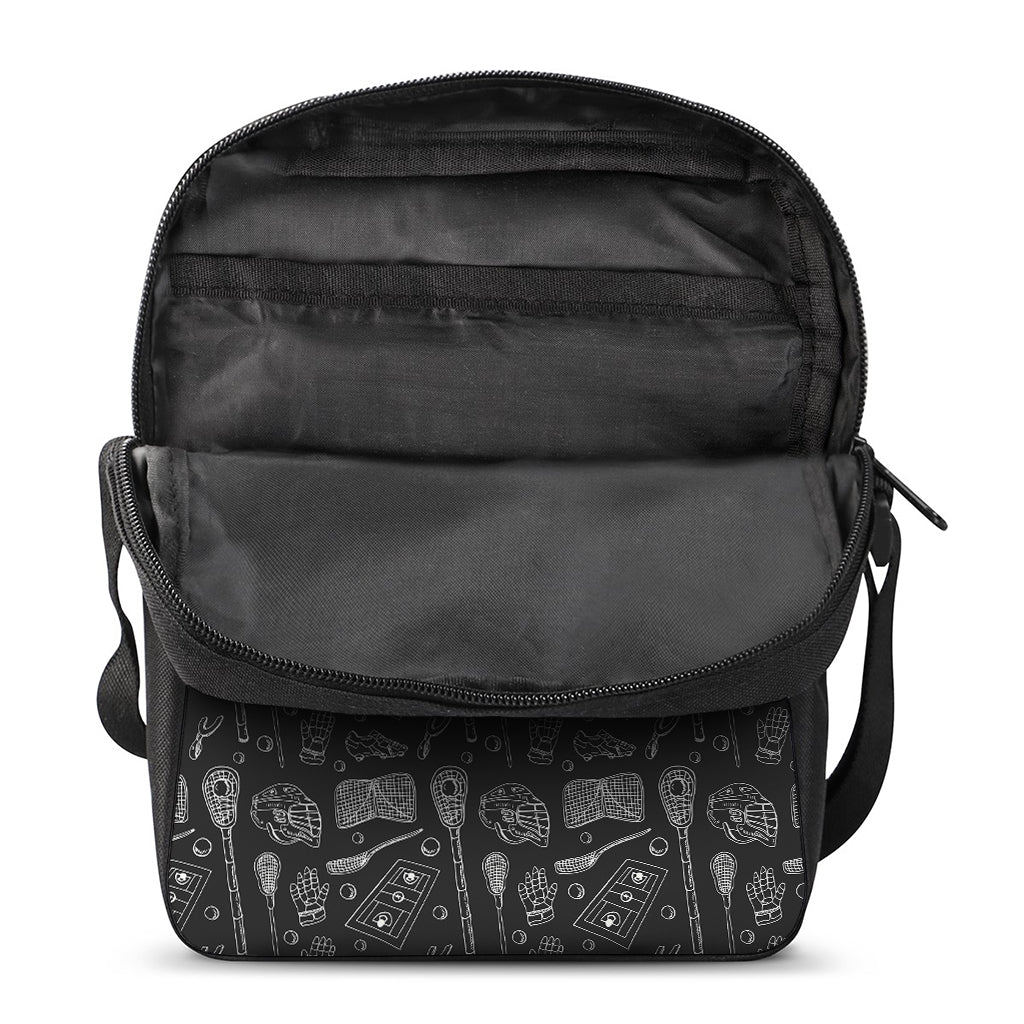 Doodle Lacrosse Pattern Print Rectangular Crossbody Bag