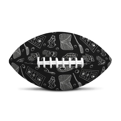 Doodle Lacrosse Pattern Print Rugby Ball