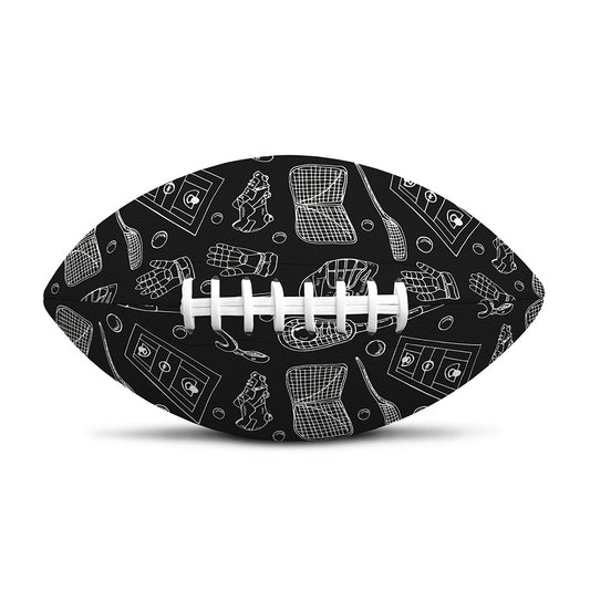 Doodle Lacrosse Pattern Print Rugby Ball