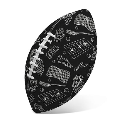 Doodle Lacrosse Pattern Print Rugby Ball