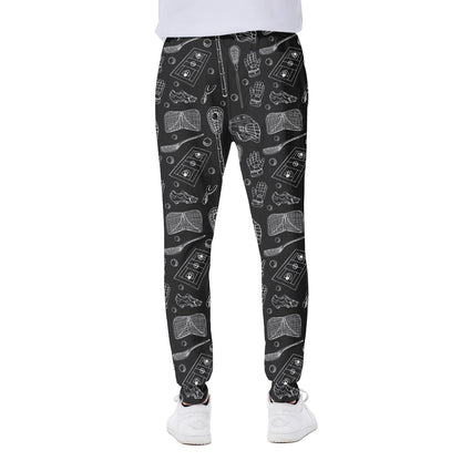 Doodle Lacrosse Pattern Print Scuba Joggers