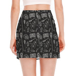 Doodle Lacrosse Pattern Print Side Slit Mini Skirt