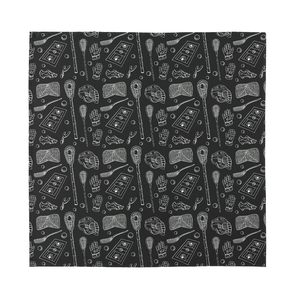 Doodle Lacrosse Pattern Print Silk Bandana