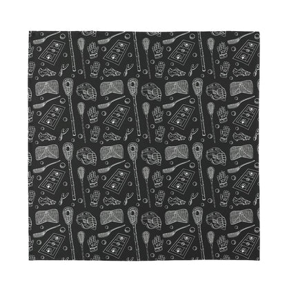 Doodle Lacrosse Pattern Print Silk Bandana