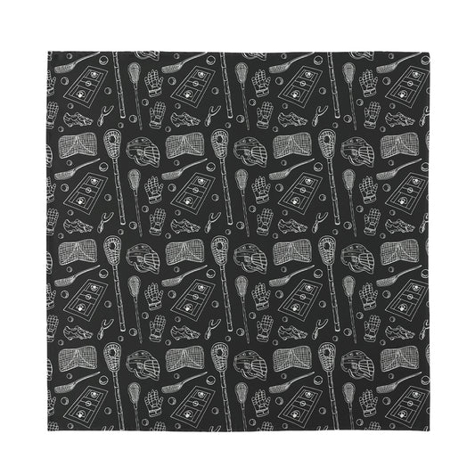 Doodle Lacrosse Pattern Print Silk Bandana