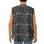 Doodle Lacrosse Pattern Print Sleeveless Baseball Jersey