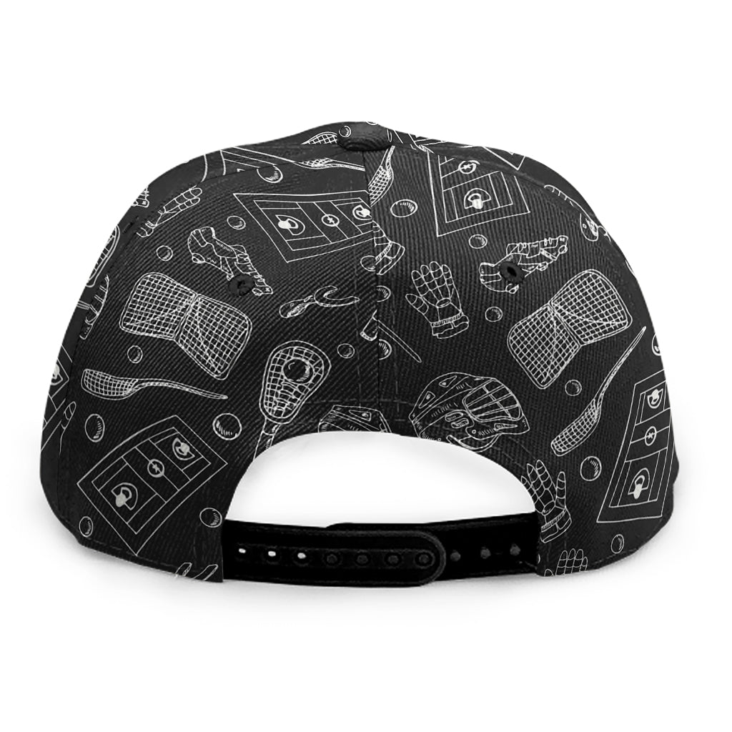 Doodle Lacrosse Pattern Print Snapback Cap