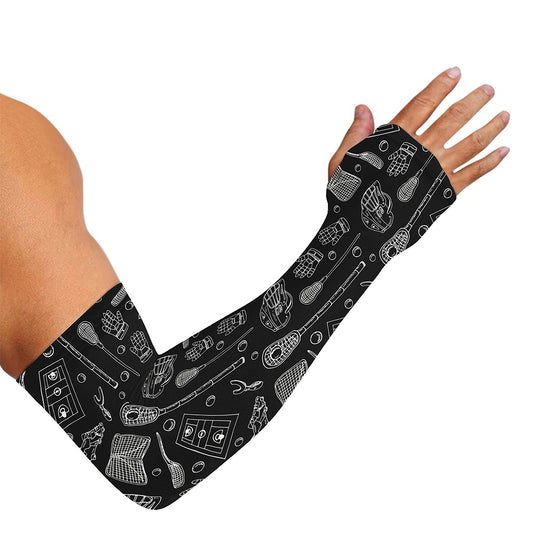 Doodle Lacrosse Pattern Print Sun Protection Arm Sleeves
