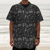 Doodle Lacrosse Pattern Print Textured Short Sleeve Shirt