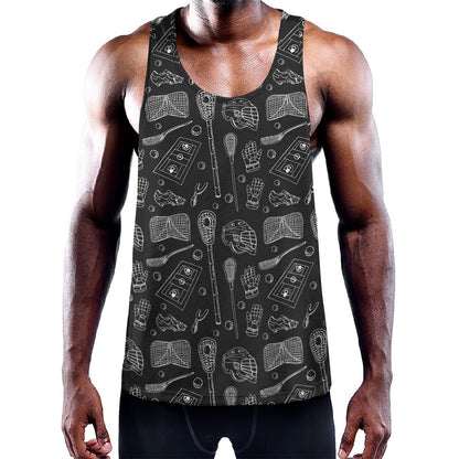 Doodle Lacrosse Pattern Print Training Tank Top