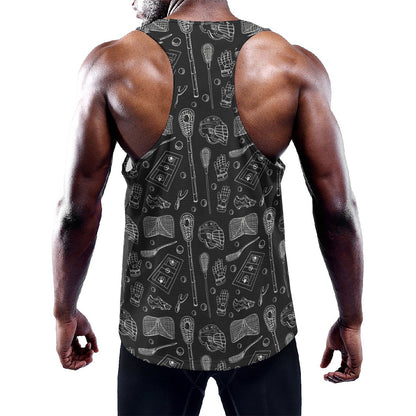 Doodle Lacrosse Pattern Print Training Tank Top