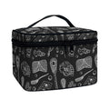 Doodle Lacrosse Pattern Print Travel Makeup Bag