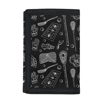 Doodle Lacrosse Pattern Print Trifold Wallet
