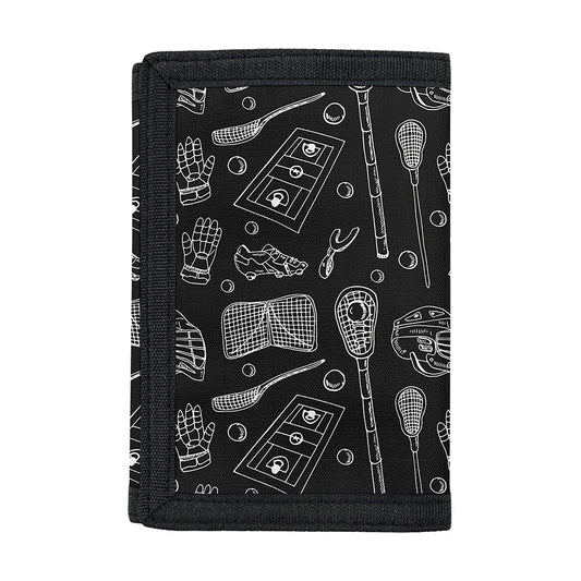 Doodle Lacrosse Pattern Print Trifold Wallet