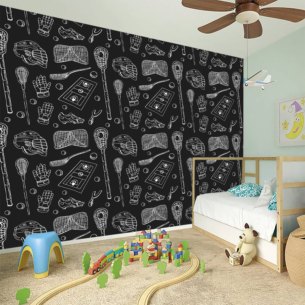 Doodle Lacrosse Pattern Print Wall Sticker