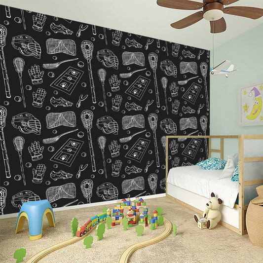 Doodle Lacrosse Pattern Print Wall Sticker