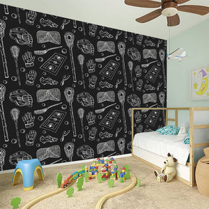 Doodle Lacrosse Pattern Print Wall Sticker