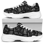 Doodle Lacrosse Pattern Print White Chunky Shoes