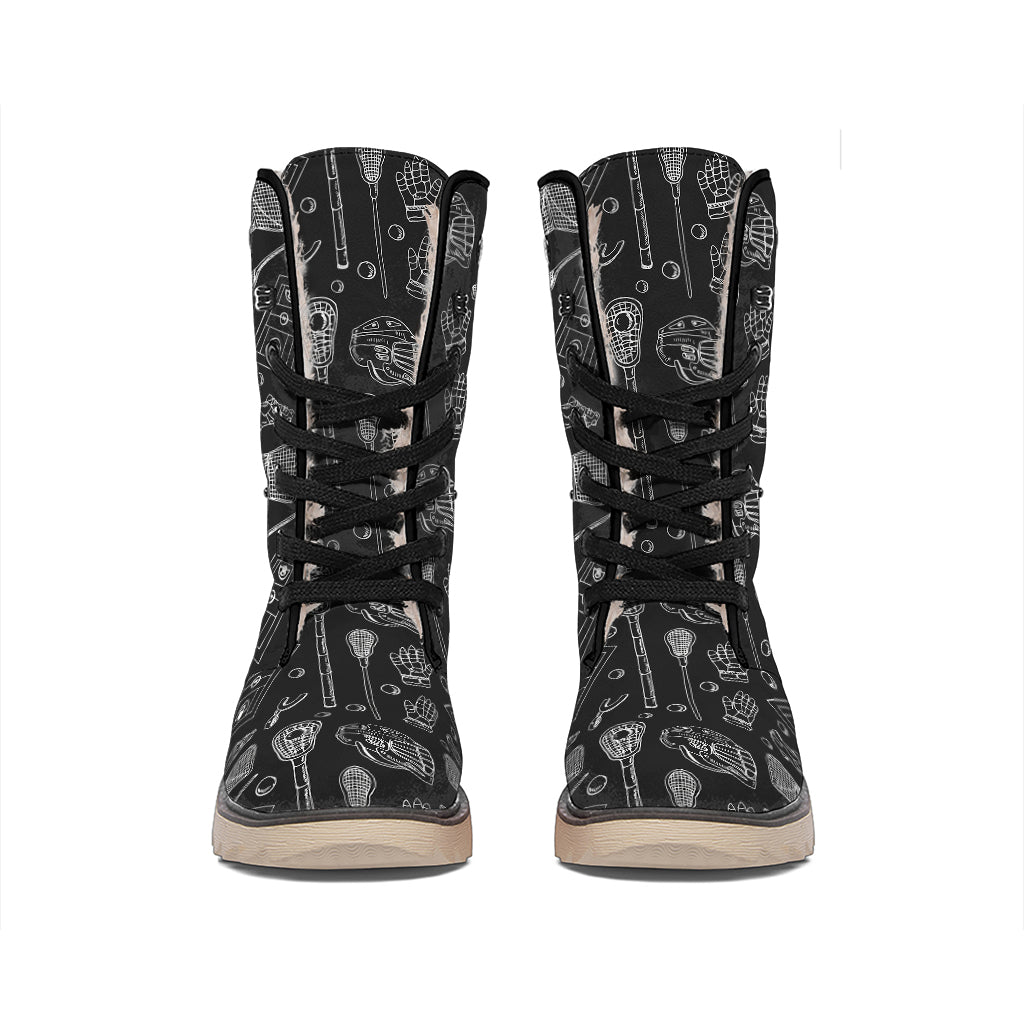 Doodle Lacrosse Pattern Print Winter Boots