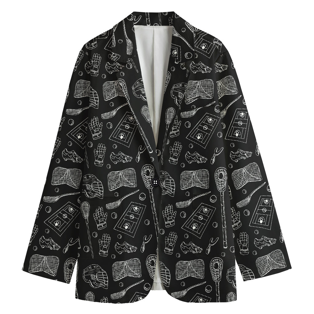 Doodle Lacrosse Pattern Print Women's Blazer