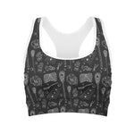 Doodle Lacrosse Pattern Print Women's Sports Bra