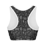 Doodle Lacrosse Pattern Print Women's Sports Bra