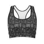 Doodle Lacrosse Pattern Print Women's Sports Bra