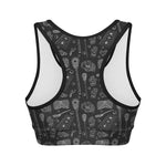 Doodle Lacrosse Pattern Print Women's Sports Bra