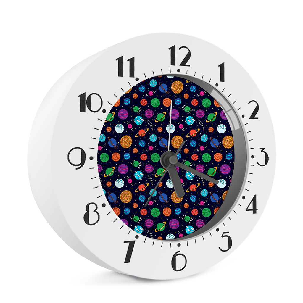 Doodle Planets Pattern Print Alarm Clock