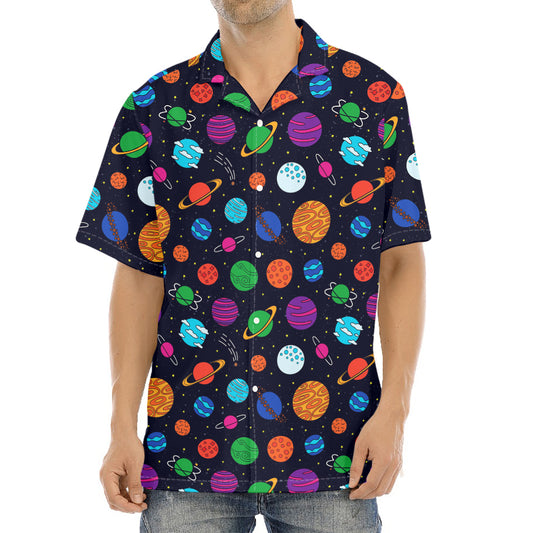 Doodle Planets Pattern Print Aloha Shirt
