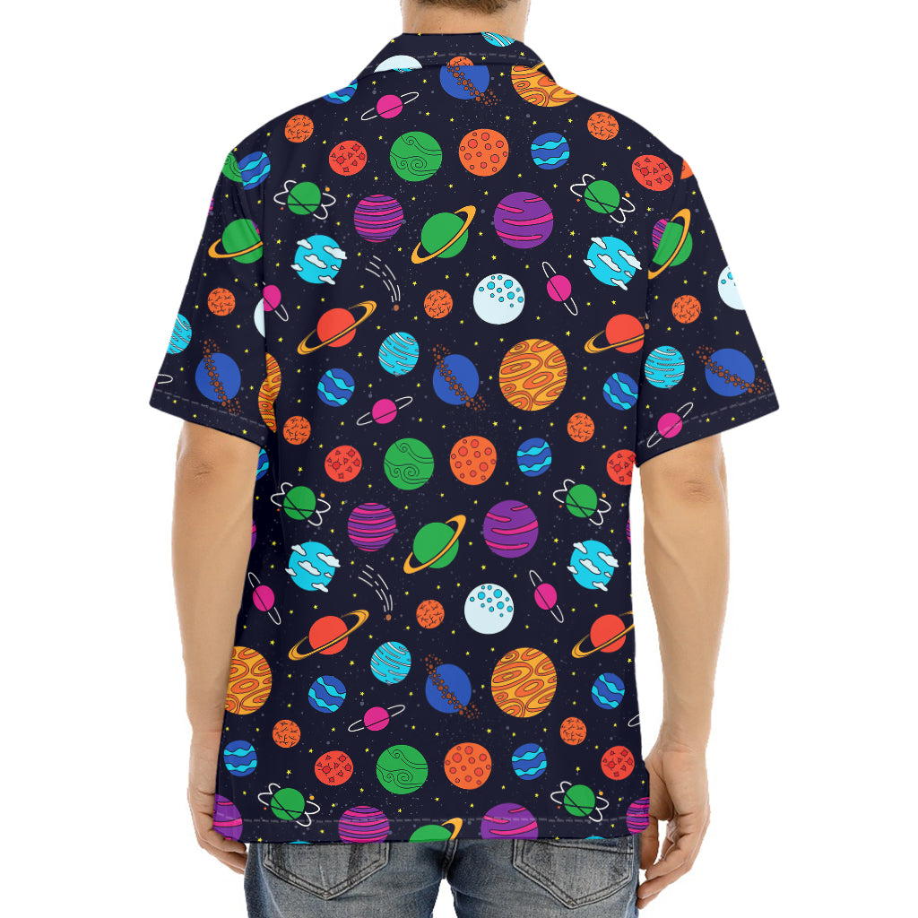 Doodle Planets Pattern Print Aloha Shirt