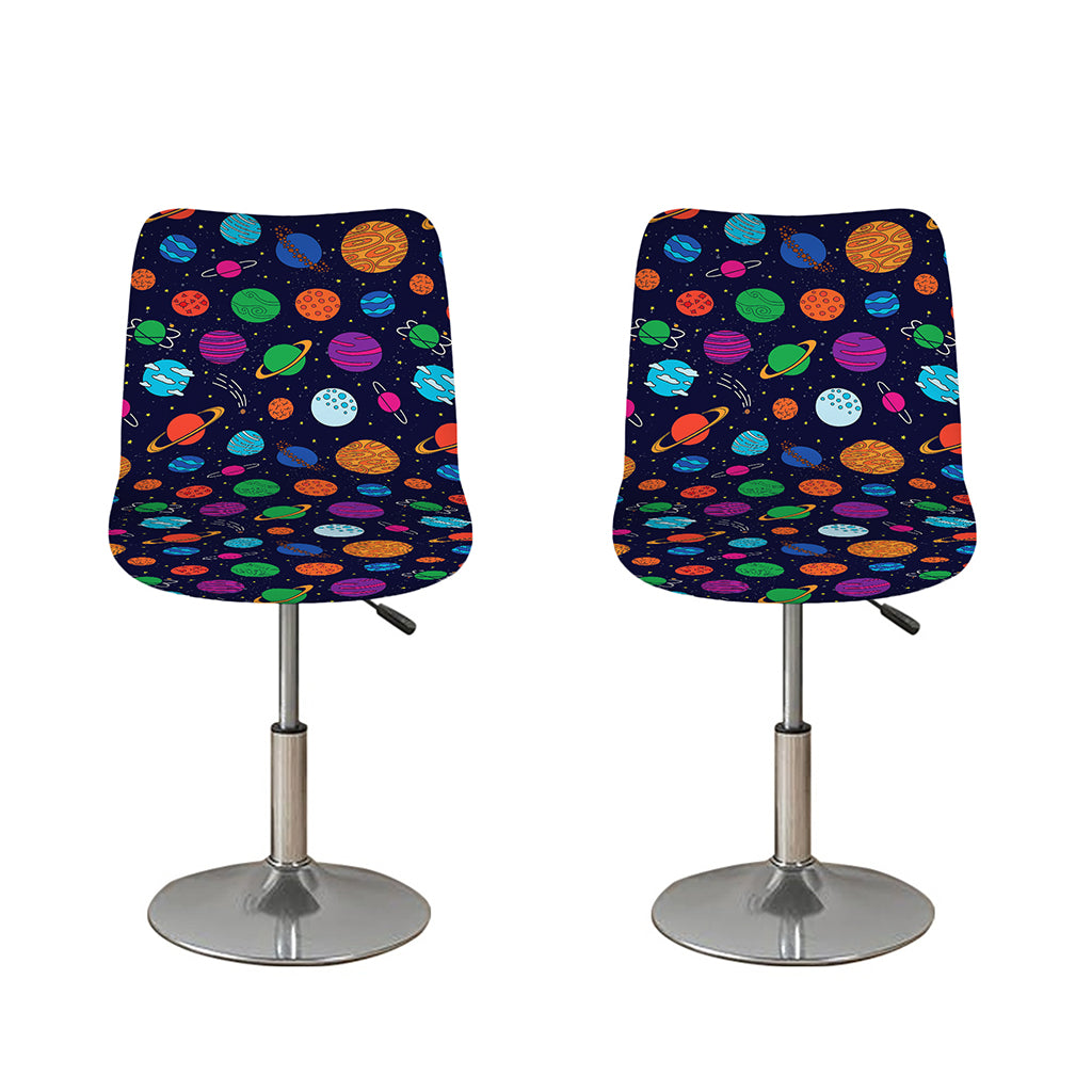 Doodle Planets Pattern Print Bar Stool Covers