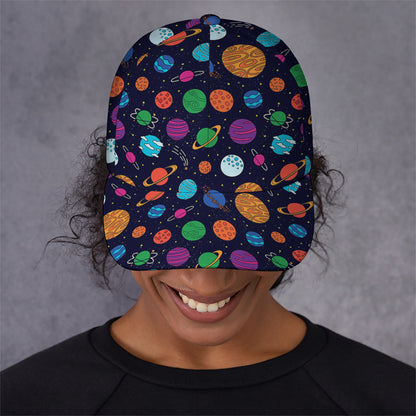 Doodle Planets Pattern Print Baseball Cap