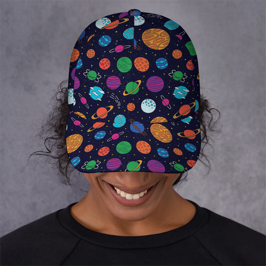 Doodle Planets Pattern Print Baseball Cap