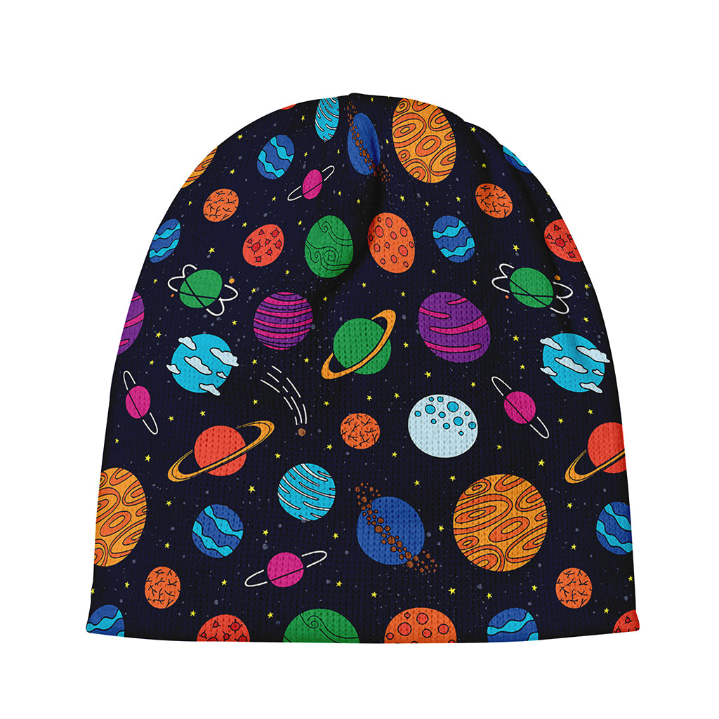 Doodle Planets Pattern Print Beanie