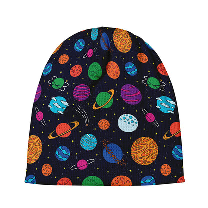 Doodle Planets Pattern Print Beanie