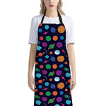 Doodle Planets Pattern Print Bib Apron With Pocket